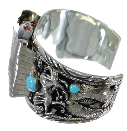 Turquoise Southwest Sterling Silver Horse Cuff Watch CX48664